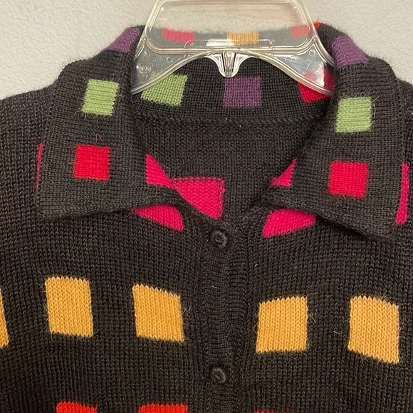 Colorful Alpaca Button Front Collared Cardigan - Picture 3 of 4